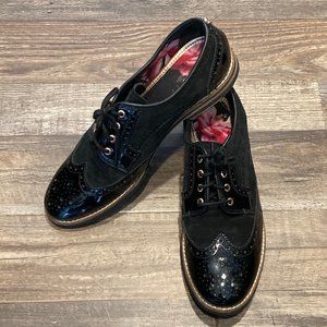 Ted Baker Women's Anoihe Black Leather and Suede Oxford Brogue